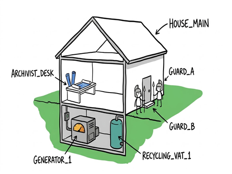 Illustration of houses standing for cells on a street.